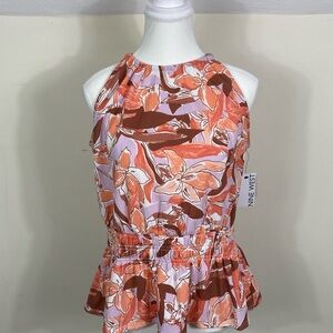 NWT Nine West Sleeveless Peplum Blouse